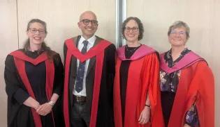 Photograph of Professors Kathrin Cresswell, Nazir Lone, Susan Shenkin and Lorna Marson