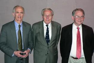 Professor Archie Young, Professor James Williamson and Professor William MacLennan (photograph taken at Professor Young's retiral, 2007)