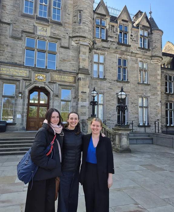 Livvy Swann and Ester Pink outside the Edinburgh Futures Institute, The University of Edinburgh