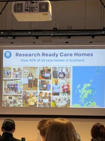 A presentation slide from the conference titled Research Ready Care Homes