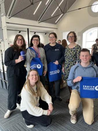 ACRC Academy students Deniz Hepdogan, Noah Hurton, Michaela Gilarova, and Anna Bryan with Professor Susan Shenkin and Postgraduatre Research Student Yoni Lefevre