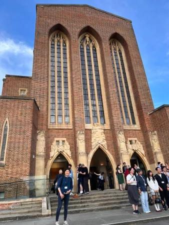 KI outside Guildford Cathedral