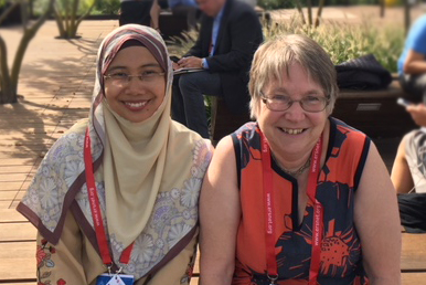 Hani Salim, PhD student, pictured with Hilary Pinnock