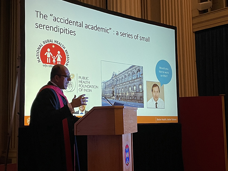 Professor Harish Nair presenting at Inaugural lecture