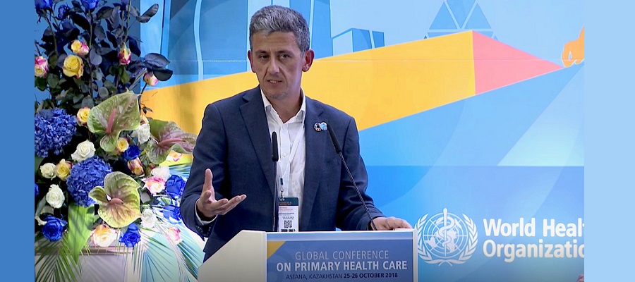 Sebastian Moine speaking at Global Primary Health Care Conference 2018