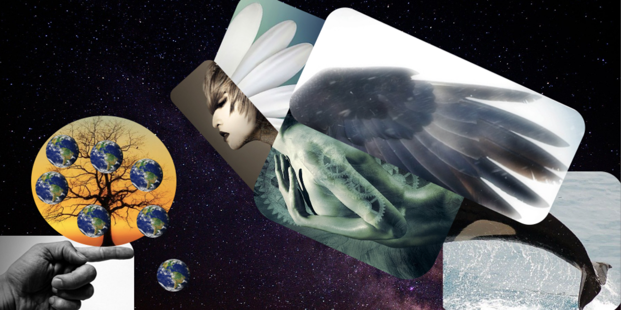 image of a collage created using images about the future and bodies