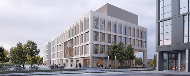 Proposed view of Usher Building, looking across from current NINE Edinburgh BioQuarter building car park (Southern side)